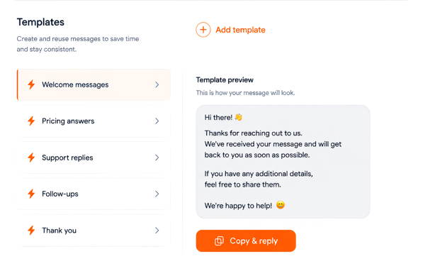 Quick replies and templates